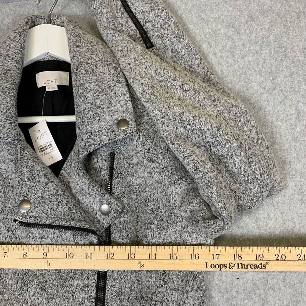 Loft Women’s Size XS Lightweight Edgy Moto Jacket Grey Zip Up Collared - Picture 6 of 8